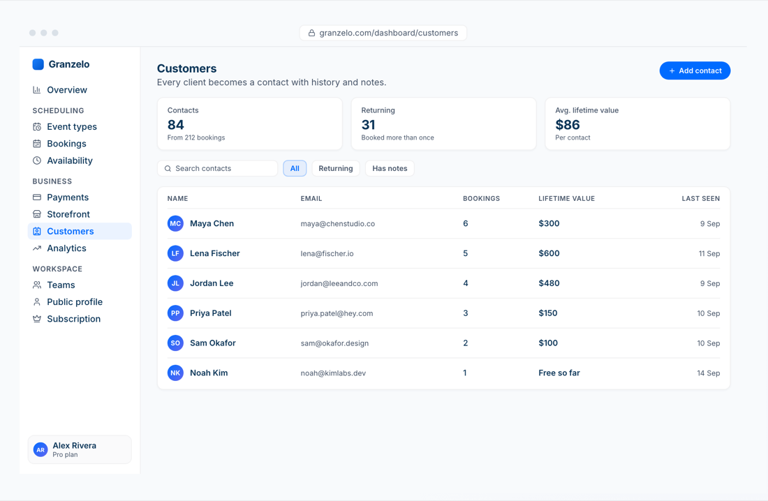 A client list that fills itself